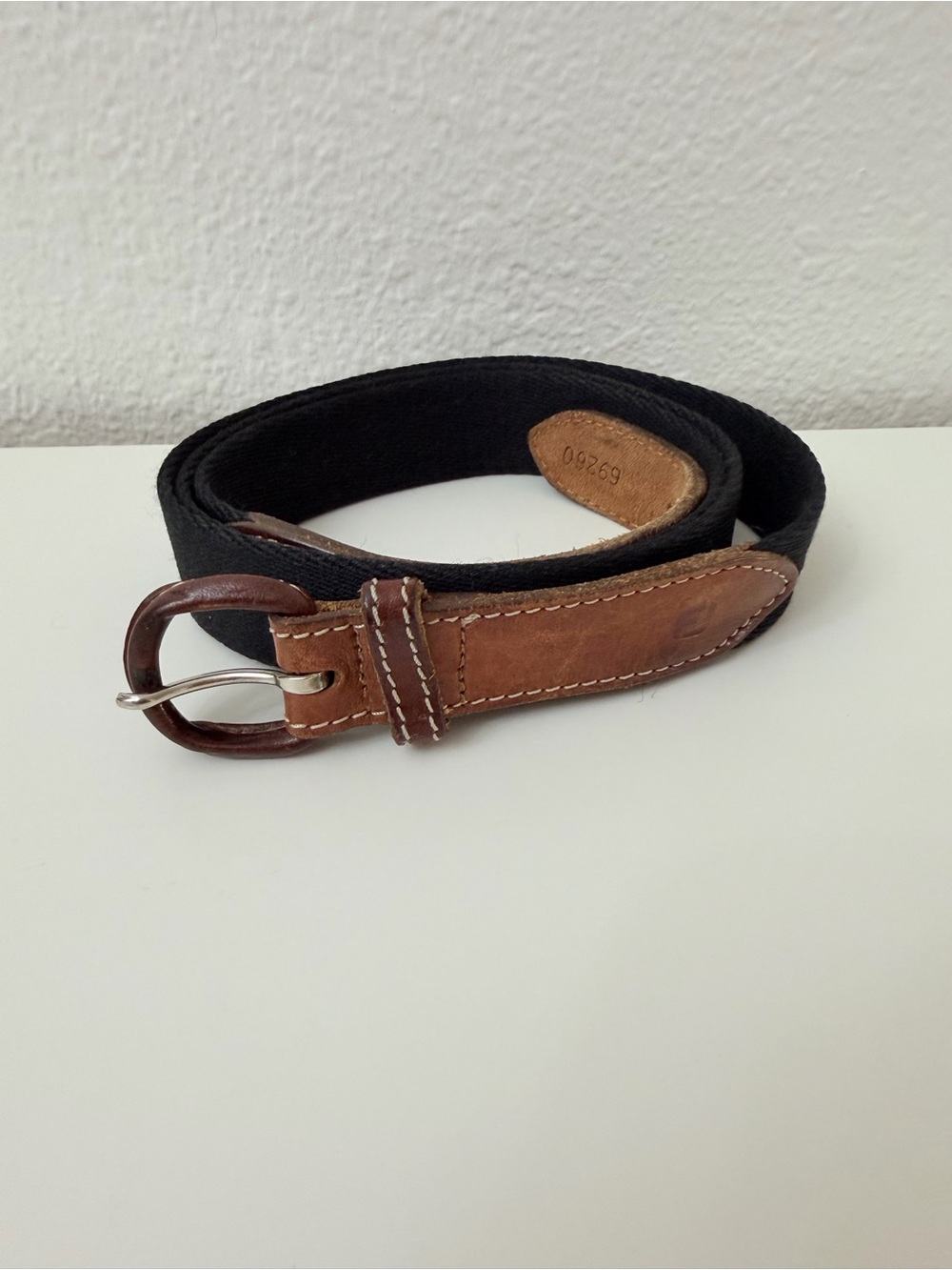 FootJoy FJ Men’s Black Canvas Leather Belt Brown Trim Size 42 Golf Casual